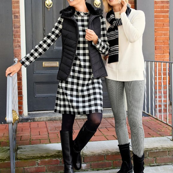 NWT Talbots Scarf Merry Fair Isle Scarf Cotton Blend Black White - Picture 2 of 3